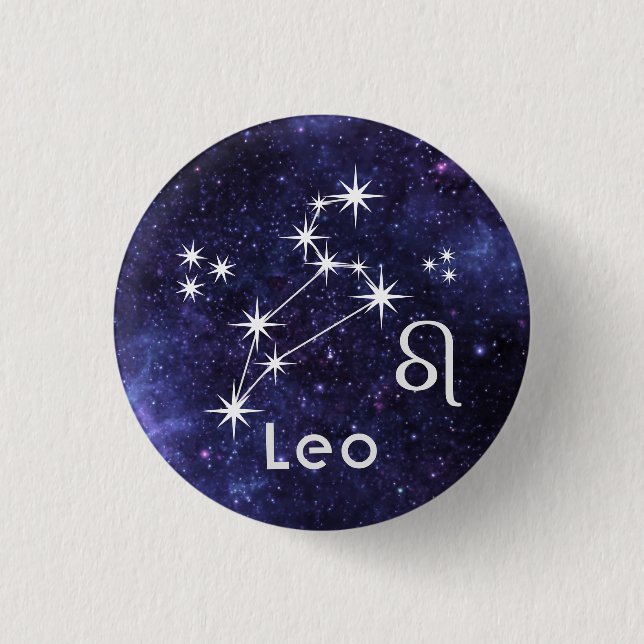 Leo Badge, Zodiac Horoscope Badge 1 Inch Round Button (Front)