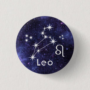 Leo Badge, Zodiac Horoscope Badge 1 Inch Round Button