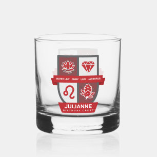 Leo Birthday Crest™ for July 23-31 Whiskey Glass