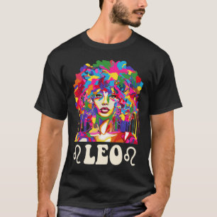 Leo Black Girl African American Woman Art Birthday T-Shirt