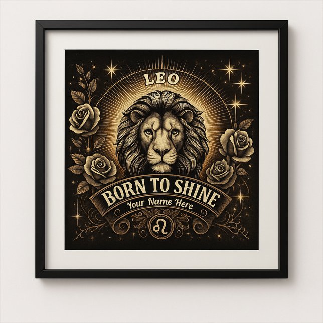 Leo "Born to Shine" Poster brillant (Créateur téléchargé)
