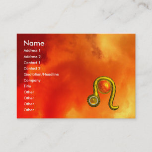 LEO , bright  vibrant  topaz red yellow clouds Business Card