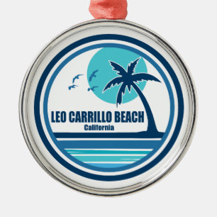 Leo Carrillo Beach California Palm Tree Birds Metal Ornament