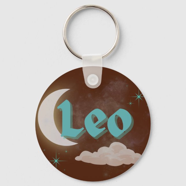 Leo Celestial Aesthetic Dreamy Moon Cloud Stars Keychain (Front)