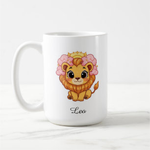 Leo Celestial Zodiac Mug - Pink Lion Art