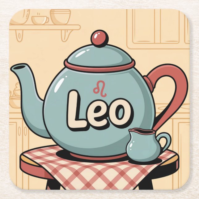 Leo Comic Teapot Coaster Set (Front)