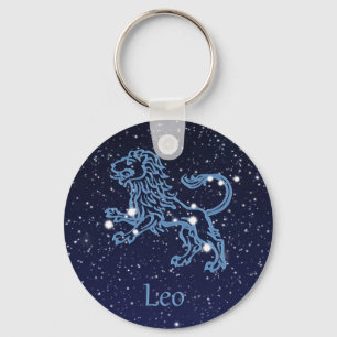 Leo Constellation and Zodiac Sign with Stars Keychain