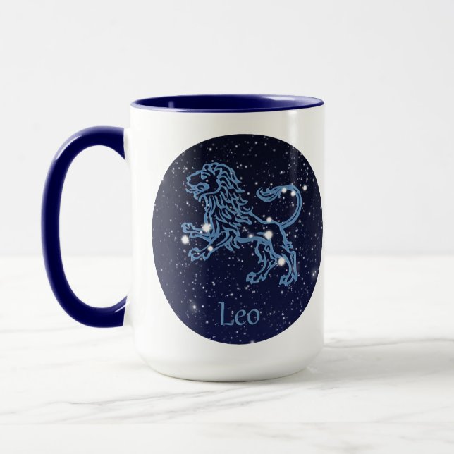 Leo Constellation and Zodiac Sign with Stars Mug (Left)