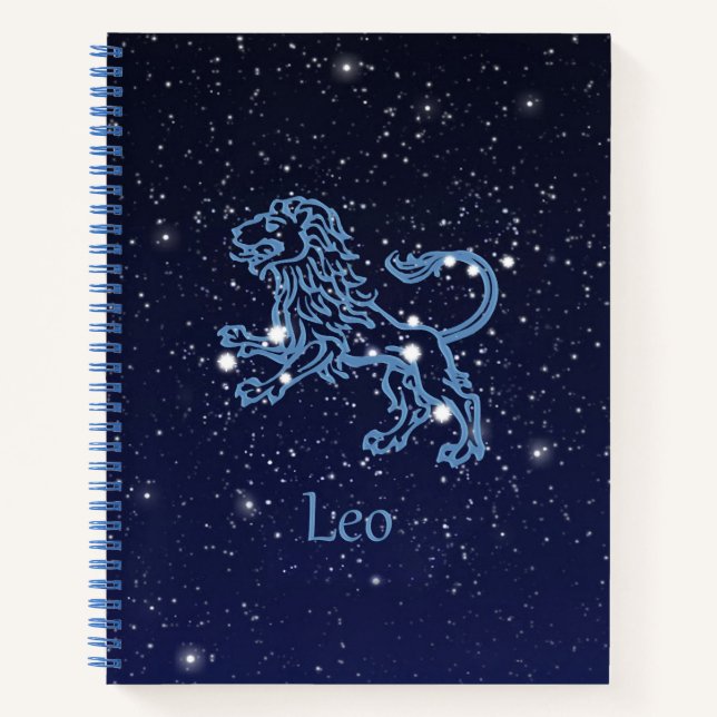 Leo Constellation and Zodiac Sign with Stars Notebook (Front)