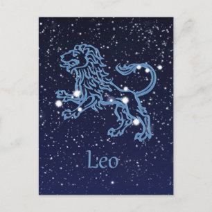 Leo Constellation and Zodiac Sign with Stars Postcard