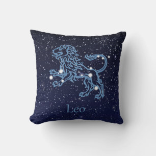 Leo Constellation and Zodiac Sign with Stars Throw Pillow