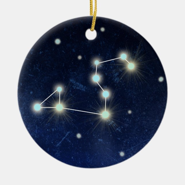 Leo Constellation | Blue Custom | Name Ceramic Ornament (Front)