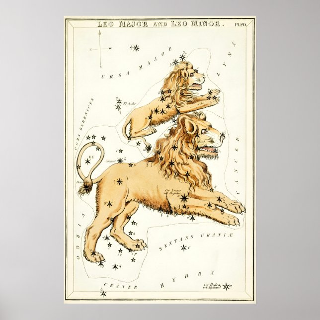 Leo Constellation Fine Art Print Antique (Front)