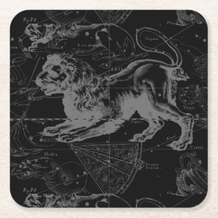 Leo Constellation Hevelius 1690 July23 - August 22 Square Paper Coaster