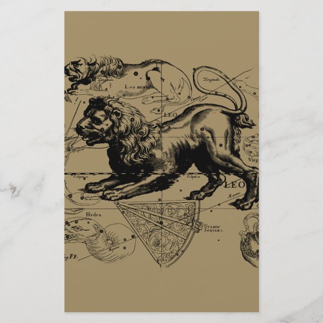 Leo Constellation Hevelius 1690 July 23  August 22 Stationery (Front)