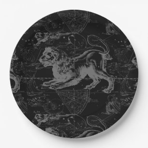 Leo Constellation Hevelius 1690 on Black Paper Plate