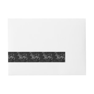 Leo Constellation Hevelius 1690 on Black Wraparound Address Label