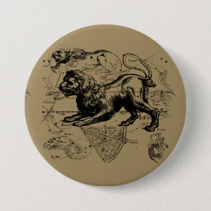 Leo Constellation Map Hevelius circa 1690 3 Inch Round Button