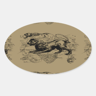 Leo Constellation Map Hevelius circa 1690 Oval Sticker