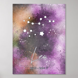Leo Constellation Zodiac Sign Purple Galaxy