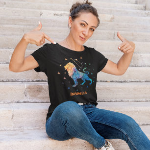 Leo Constellation Zodiac Watercolor Stars Galaxy T-Shirt