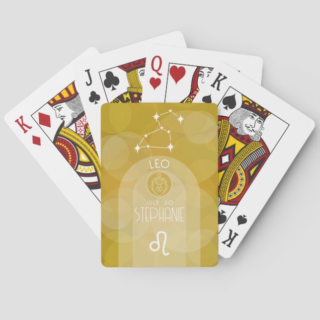 Leo Custom Birthday Zodiac - Modern Design Playing Cards (Back)