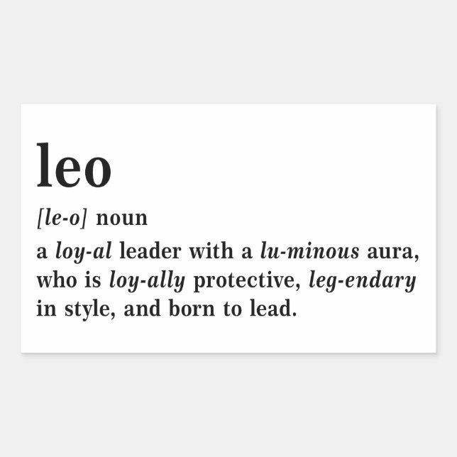 Leo Definition Aesthetic Astrology Gift Sticker (Front)