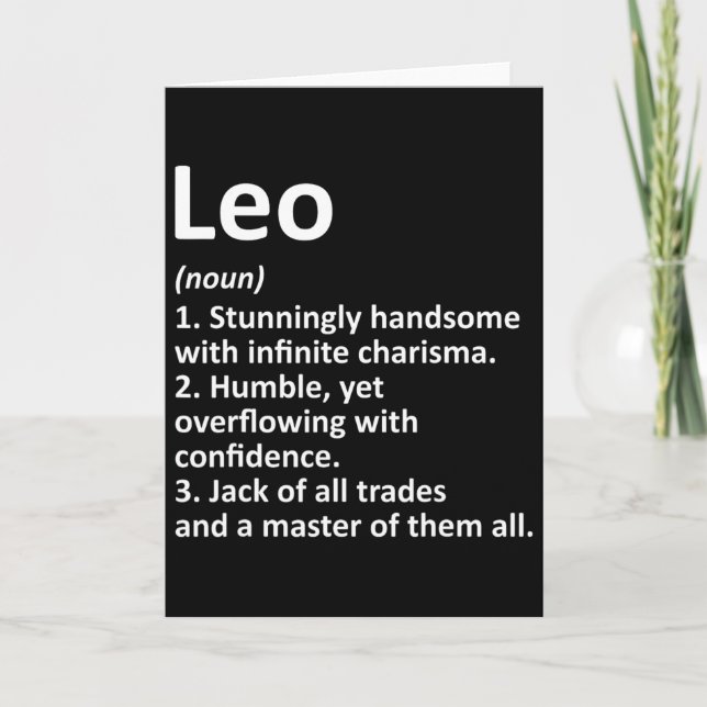 Leo Definition Personalized Name Funny Birthday Gi Card (Front)