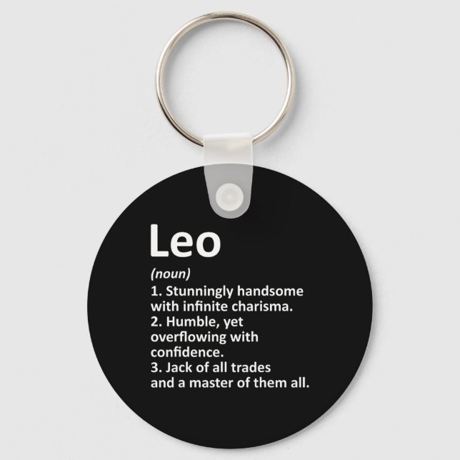 Leo Definition Personalized Name Funny Birthday Gi Keychain (Front)