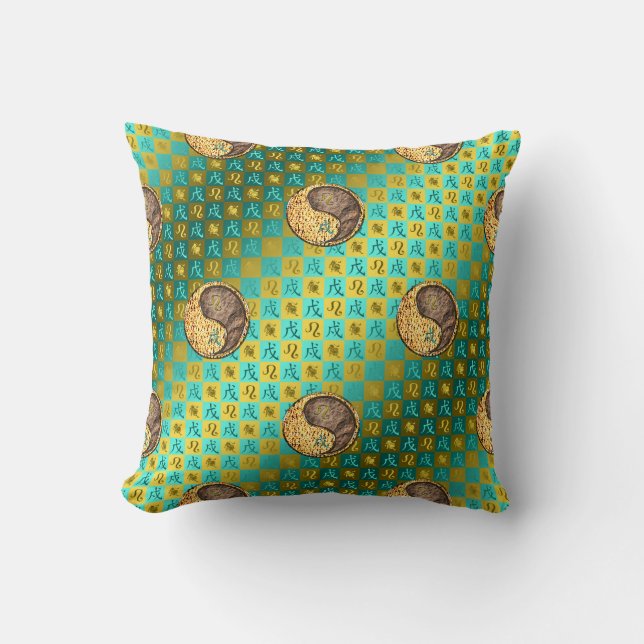 Leo & Earth Dog Throw Pillow (Front)
