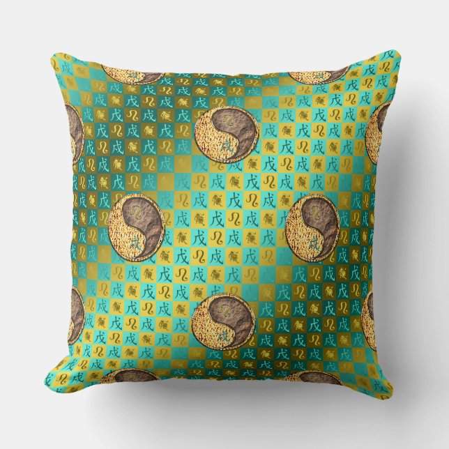 Leo & Earth Dog Throw Pillow (Front)