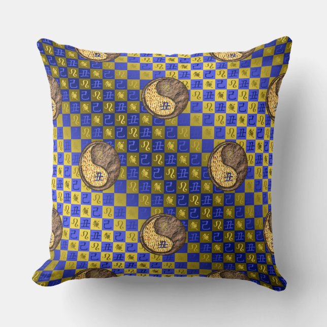 Leo & Earth Ox Throw Pillow (Front)