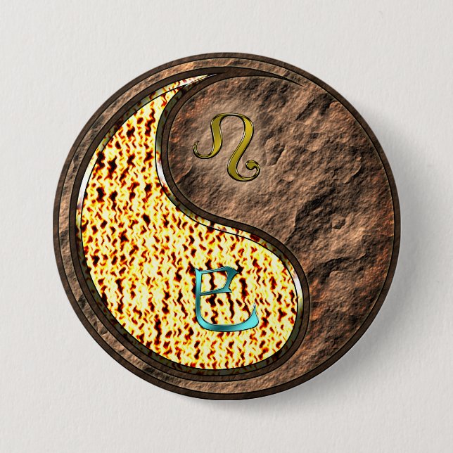 Leo & Earth Snake 3 Inch Round Button (Front)