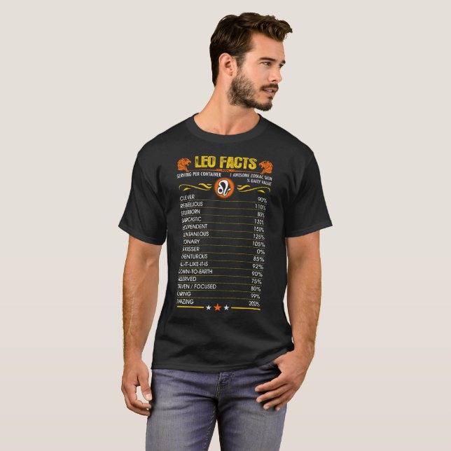 Leo Facts Zodiac Tshirt (Front Full)