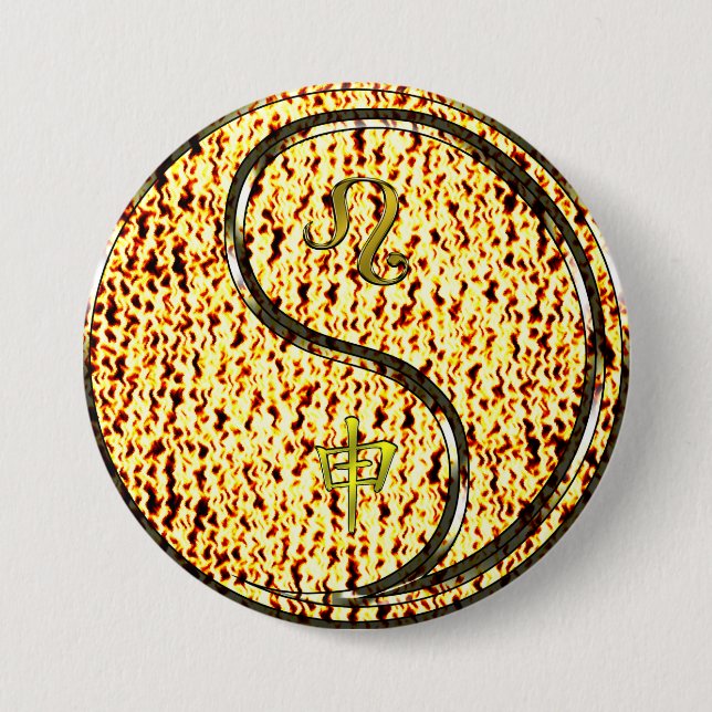 Leo & Fire Monkey 3 Inch Round Button (Front)