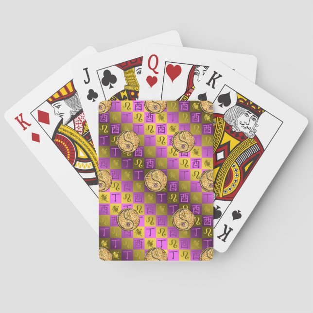 Leo & Fire Rooster Playing Cards (Back)