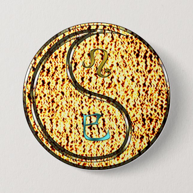 Leo & Fire Snake 3 Inch Round Button (Front)