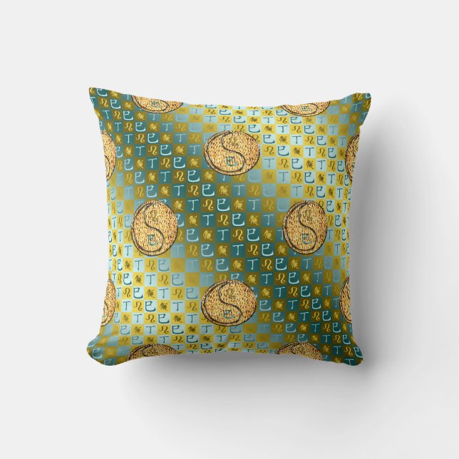 Leo & Fire Snake Throw Pillow (Front)