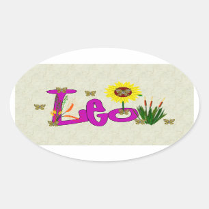 Leo Flowers Oval Sticker