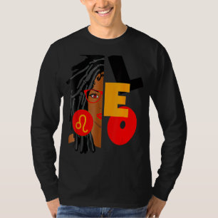 Leo Girl Afro Locs Girl Zodiac Signs Birthday T-Shirt