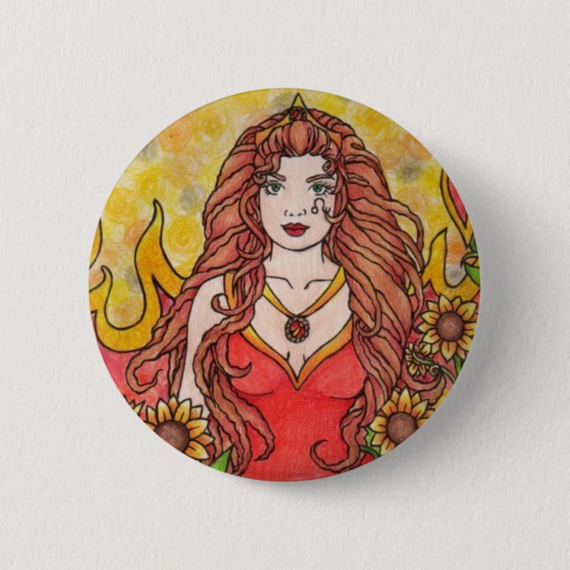 Leo Goddess 2 Inch Round Button (Front)