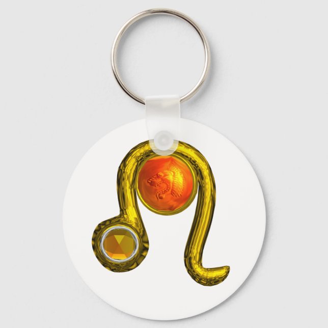 LEO GOLD ZODIAC BIRTHDAY JEWEL Astrology Keychain (Front)