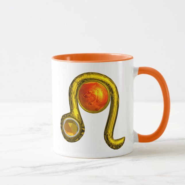 LEO GOLD ZODIAC BIRTHDAY JEWEL YELLOW TOPAZ, MUG (Right)