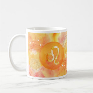 Leo Golden Watercolour Astrology Zodiac Sign Mug