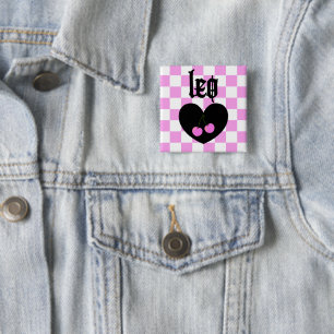 Leo Gothic Aesthetic Checkered Cherries Design 2 Inch Square Button