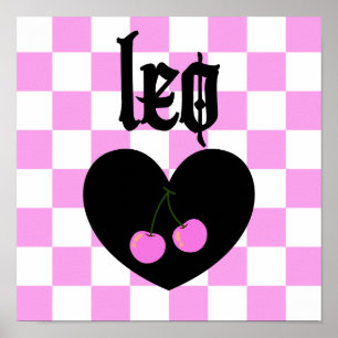Leo Gothic Aesthetic Chequered Cherry Art Poster