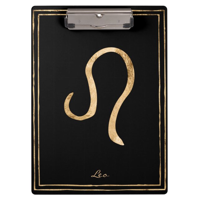 Leo hammered gold stylized astrology symbol clipboard (Front)
