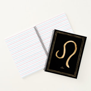 Leo hammered gold stylized astrology symbol notebo notebook