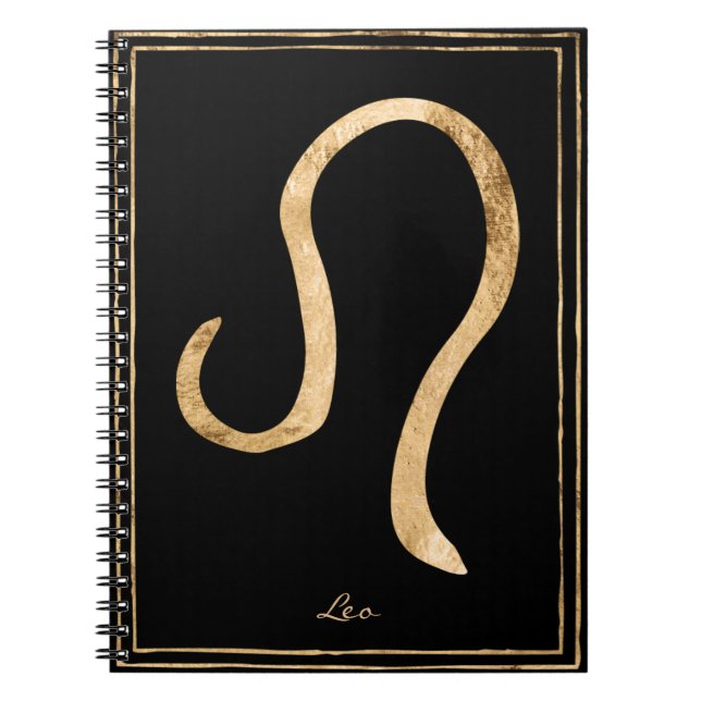 Leo hammered gold stylized astrology symbol notebook (Front)