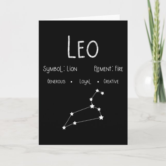 Leo Horoscope Astrology Star Sign Birthday Gift Card (Front)